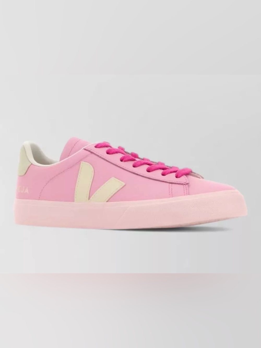 Veja Pink Low-Top Sneakers with Cream V Logo